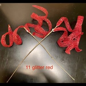 11 red glitter Christmas tree decor picks